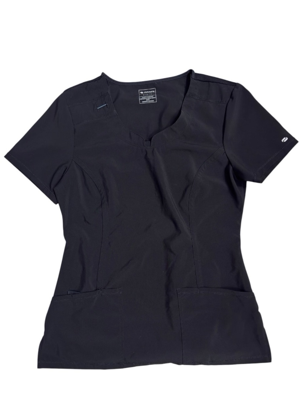Cherokee Infinity Women’s Split Round Neck Black Scrub Top EUC